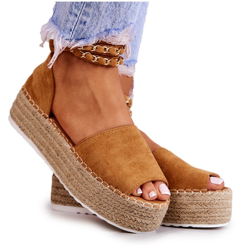 FB2 Sandali Espadrillas Sulla Piattaforma Camel Jeannie marrone giallo