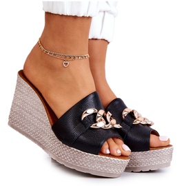 Lewski Shoes Ciabatte in pelle con zeppa Lewski 3062 Nero