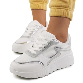 Sneakers Basemat da donna bianche bianco argento