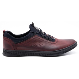 Polbut Scarpe casual da uomo in pelle K24 grana bordeaux rosso
