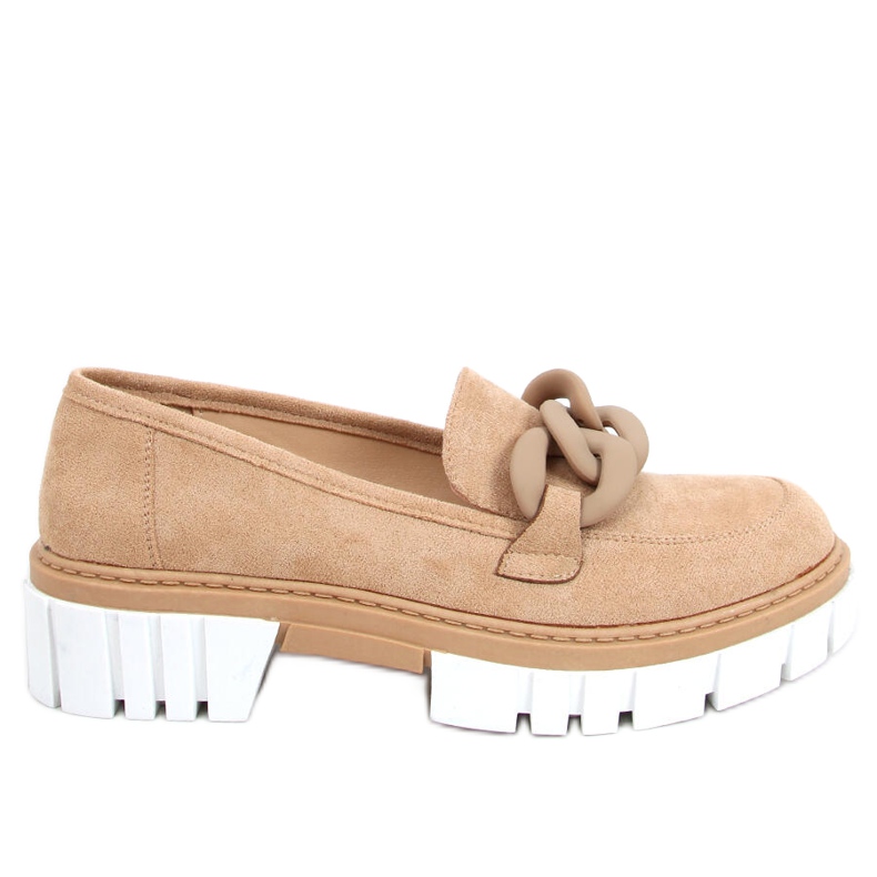 Mocassini da donna con catena Juni Khaki beige