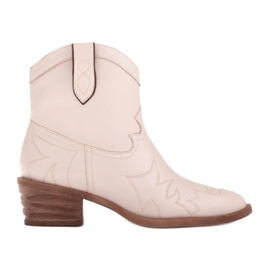 Marco Shoes Stivali da cowboy in pelle con cuciture decorative 2188B-1278-042-1 beige