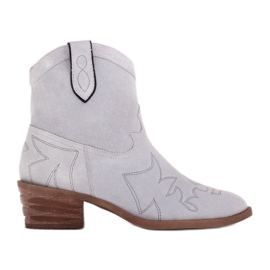Marco Shoes Stivali da cowboy in camoscio con cuciture decorative 2188B-1281-045-1 blu grigio