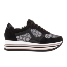 Marco Shoes Sneakers con suola spessa in suede naturale 2228P-1286-041-001-1 nero grigio