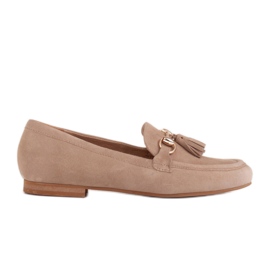 Marco Shoes Mocassini in pelle con frange 2199P-047-1 beige