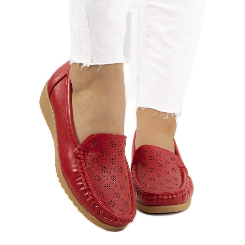 Mocassini con tacco a zeppa rossi di Wendy rosso