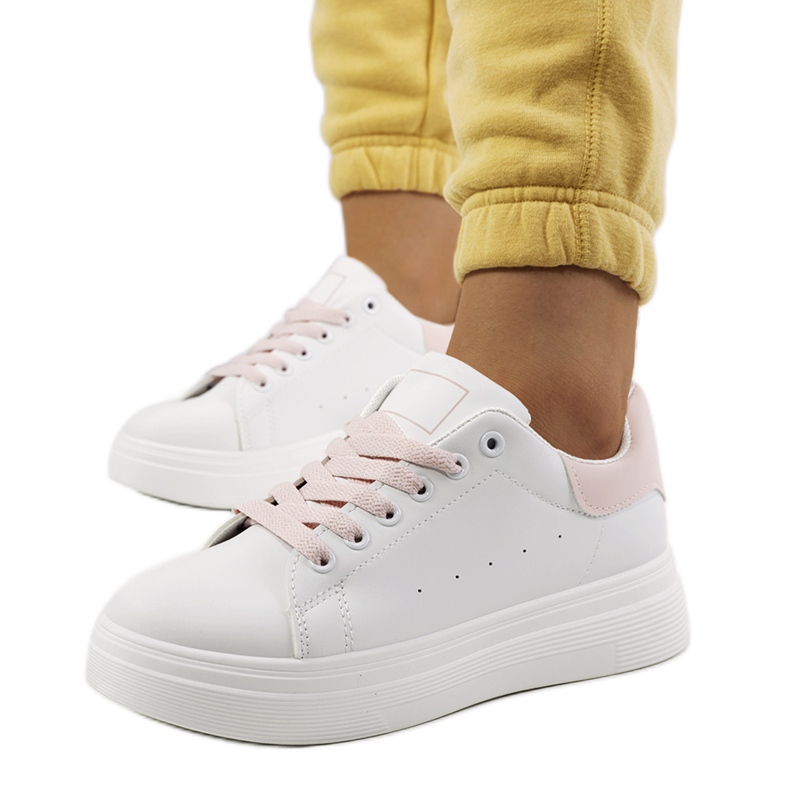 Sneakers rosa e bianche sulla piattaforma Justar bianca