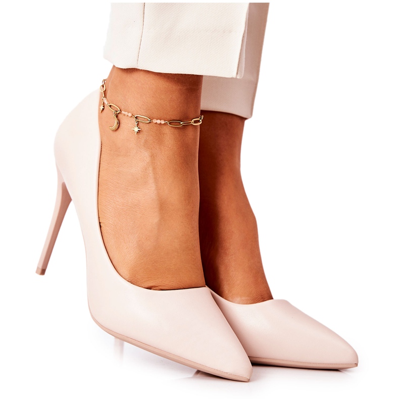 WS1 Stiletti In Pelle In Spitz Beige Hanne