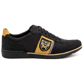 Polbut Scarpe casual da uomo in pelle 2113 nere con zenzero nero giallo