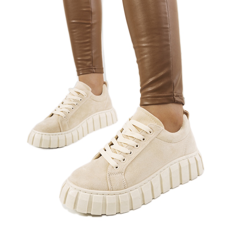 Sneakers beige sulla piattaforma Mirabel