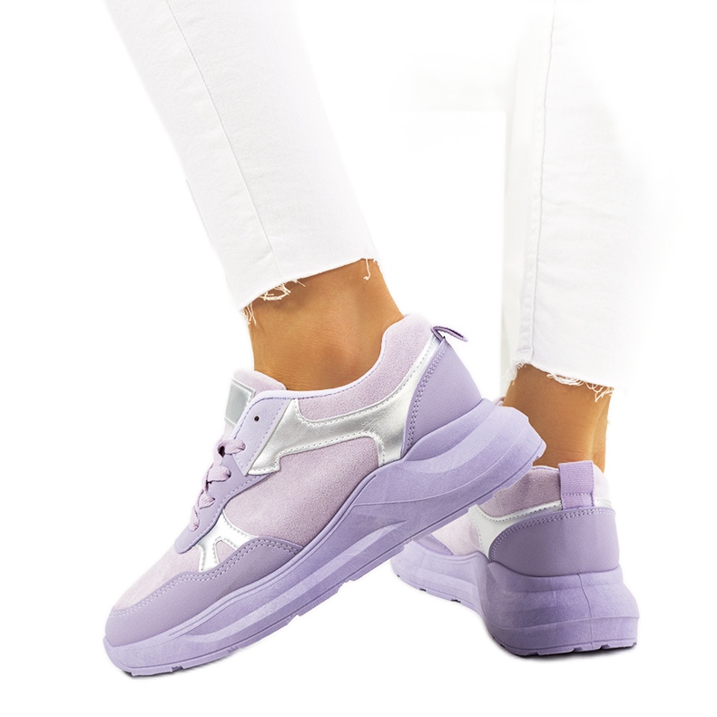 Sneakers viola con accenti argentati di Davis d'argento
