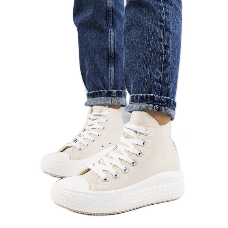 Sneakers beige su suola alta Tirado