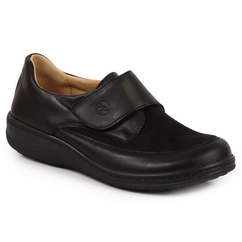 Scarpe in pelle con velcro Helios W 395 nere nero