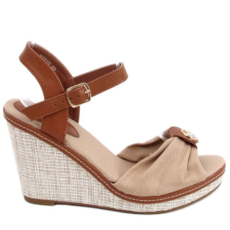 Sandali sulla zeppa Leyla Khaki beige marrone