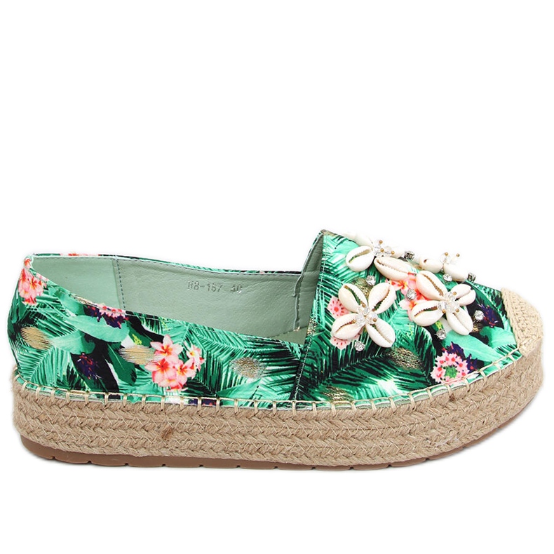 Espadrillas Elif Green con conchiglia verde