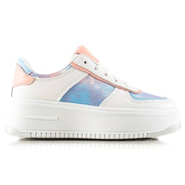 TRENDI Sneakers Bianche Su Un'ampia Piattaforma bianco multicolore