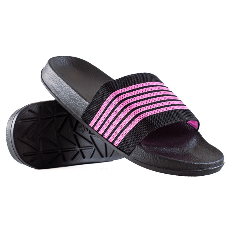 SUPER COOL Pantofole a righe nero rosa