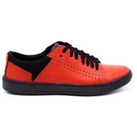 Olivier Scarpe casual da uomo in pelle 933MP rosse rosso