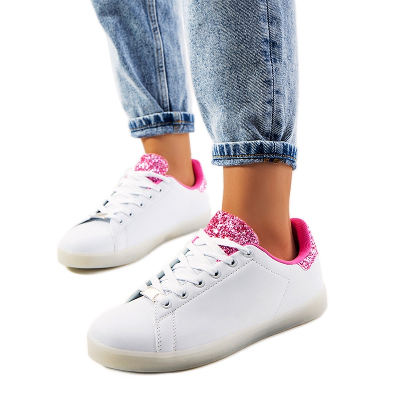 Sneakers bianche e rosa con luci led Alfaro bianca