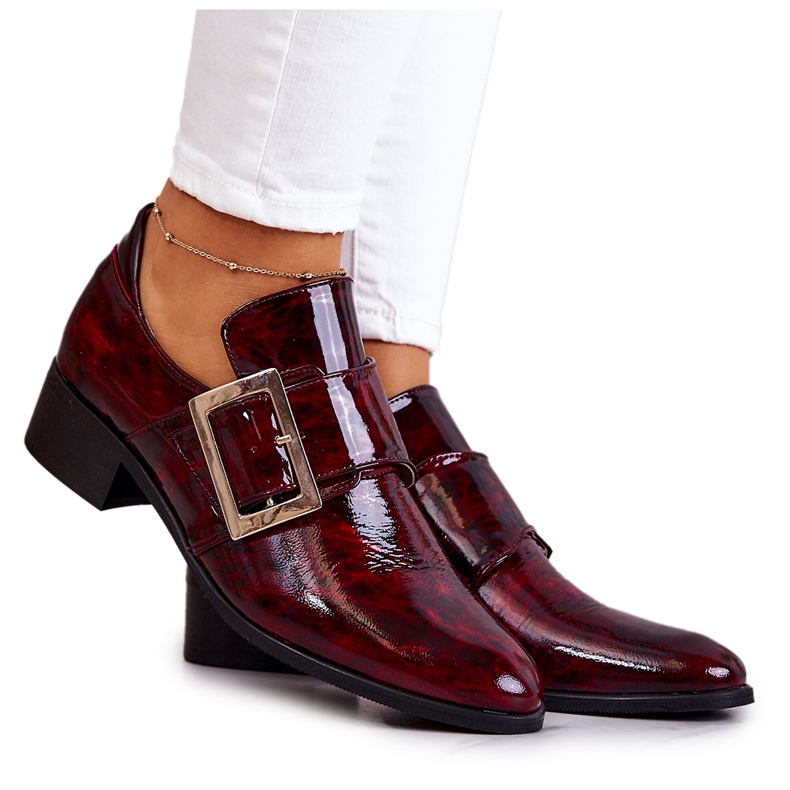 PA2 Scarpe in vernice con fibbia Taliya bordeaux rosso