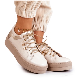 FILIPCZYK Scarpe Sportive In Pelle Su Una Piattaforma Mary Ann Beige Chiaro