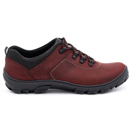 Kampol Scarpe da trekking da uomo in pelle 36 bordeaux rosso