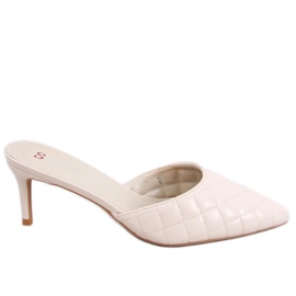 Ciabatte con tacco trapuntato Gloria Beige