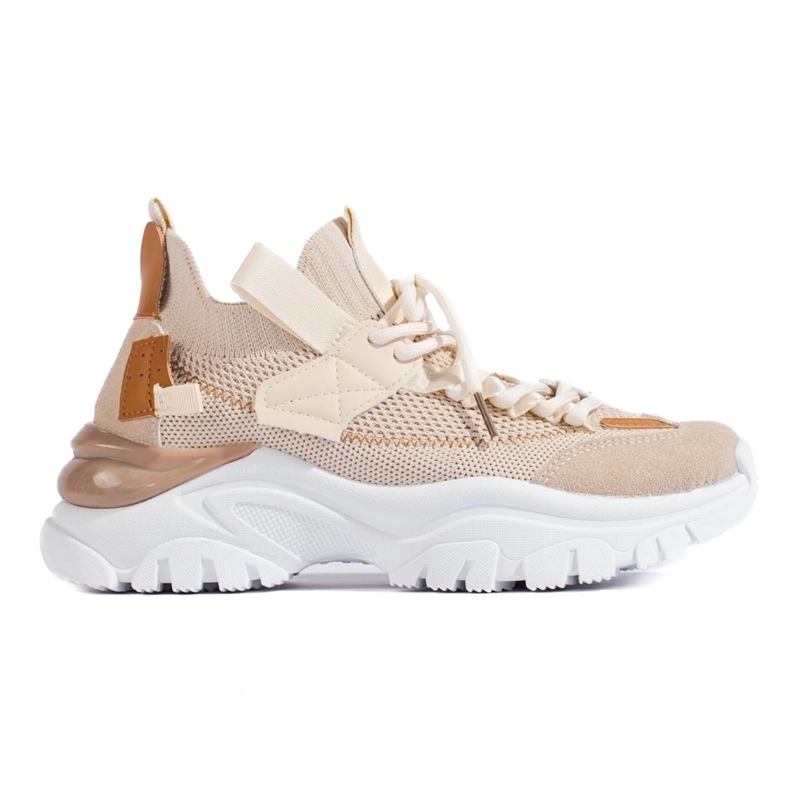 Sneaker alla moda con lacci beige