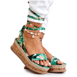 FB2 Sandali Espadrillas Con Zeppa Fiori Roxanne Verdi multicolore verde