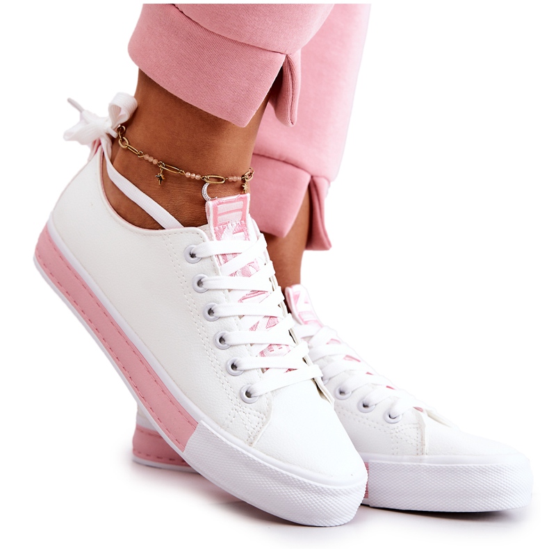 PS1 Sneakers da Donna in Pelle Bianco-Rosa Mikayla bianca