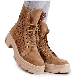 FILIPCZYK Stivali traforati in camoscio Camel Aileen marrone