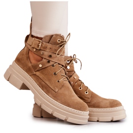 FILIPCZYK Stivali da donna in pelle scamosciata con ritagli Camel Everly marrone