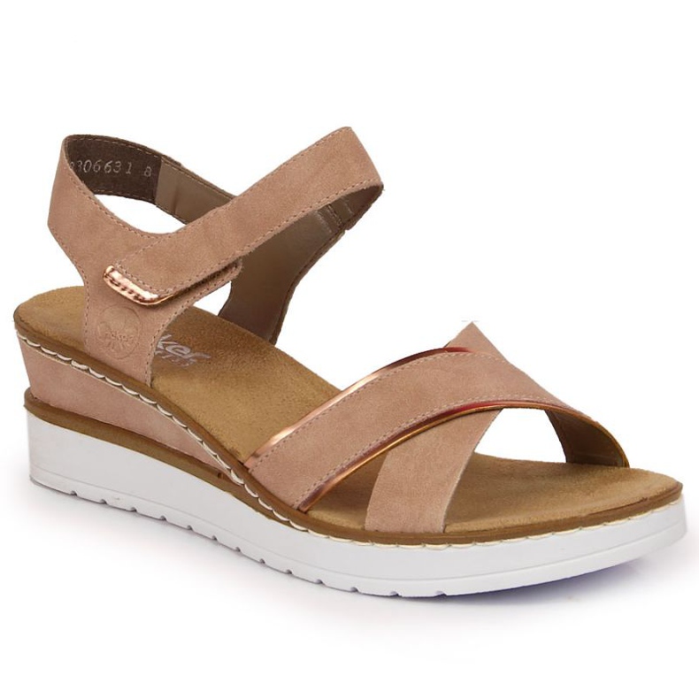 Sandali con zeppa Rieker W V38G9-31 rosa cipria