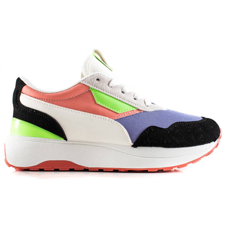 TRENDI Sneakers colorate sulla piattaforma bianca nero viola multicolore
