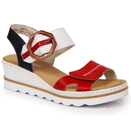 Sandali con zeppa Rieker W 67476-33 bianco rosso