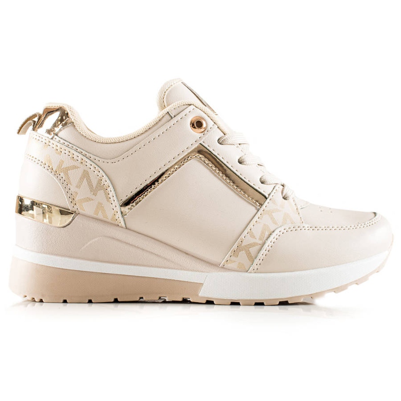 TRENDI Sneakers con zeppa alla moda beige d'oro