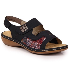 Sandali con velcro Rieker W 65989-14 blu navy