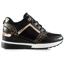 TRENDI Sneakers con zeppa alla moda nero d'oro