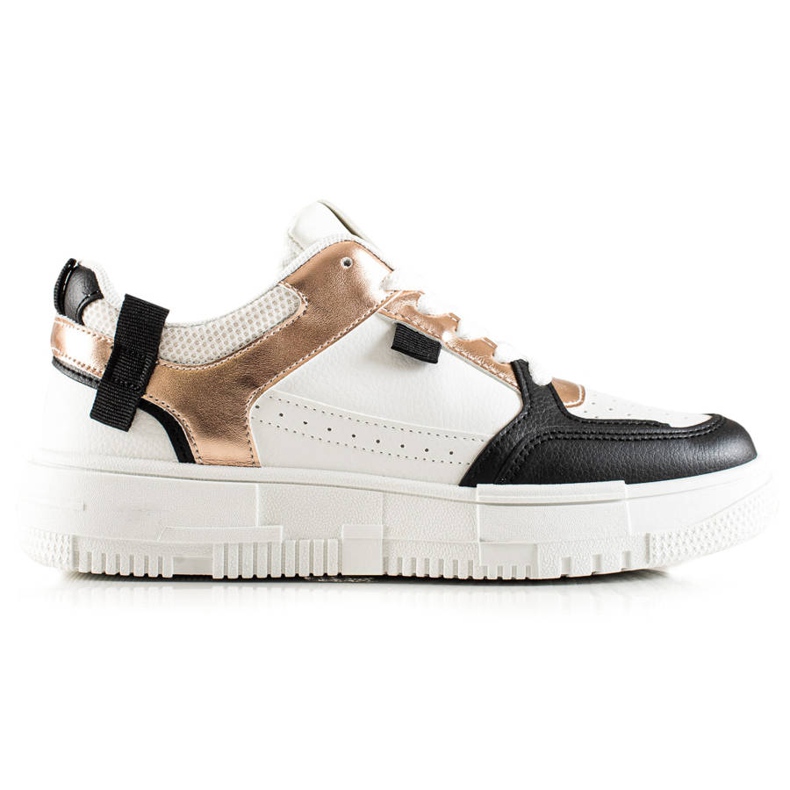 TRENDI Scarpe da ginnastica alla moda bianca nero d'oro