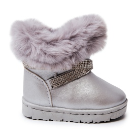 Stivali da neve per bambini Silver Hollee con zirconi grigio