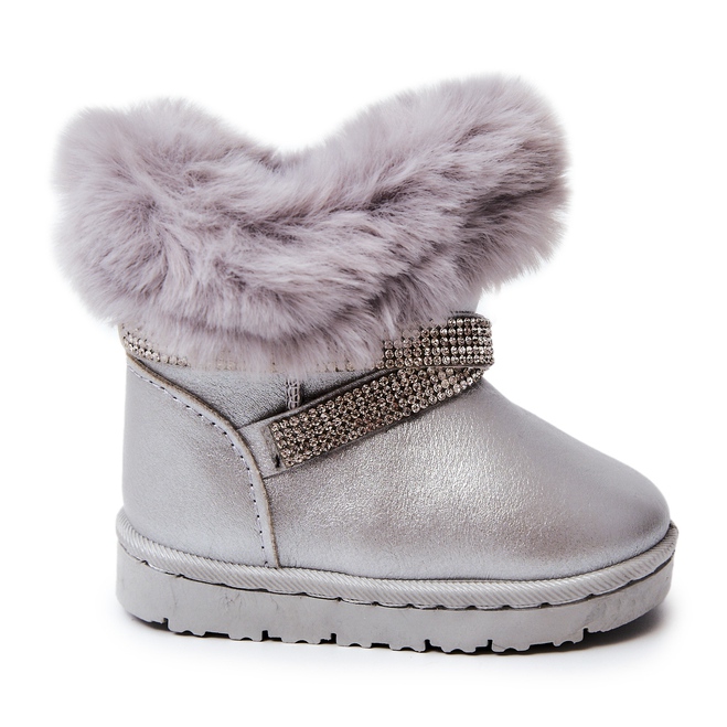 Stivali da neve per bambini Silver Hollee con zirconi grigio