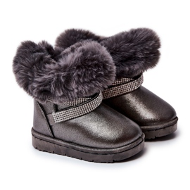 FR1 Stivali da neve per bambini Hollee grigio scuro con zirconi