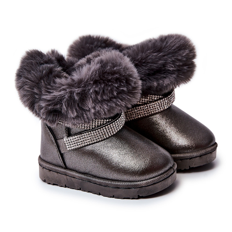 FR1 Stivali da neve per bambini Hollee grigio scuro con zirconi