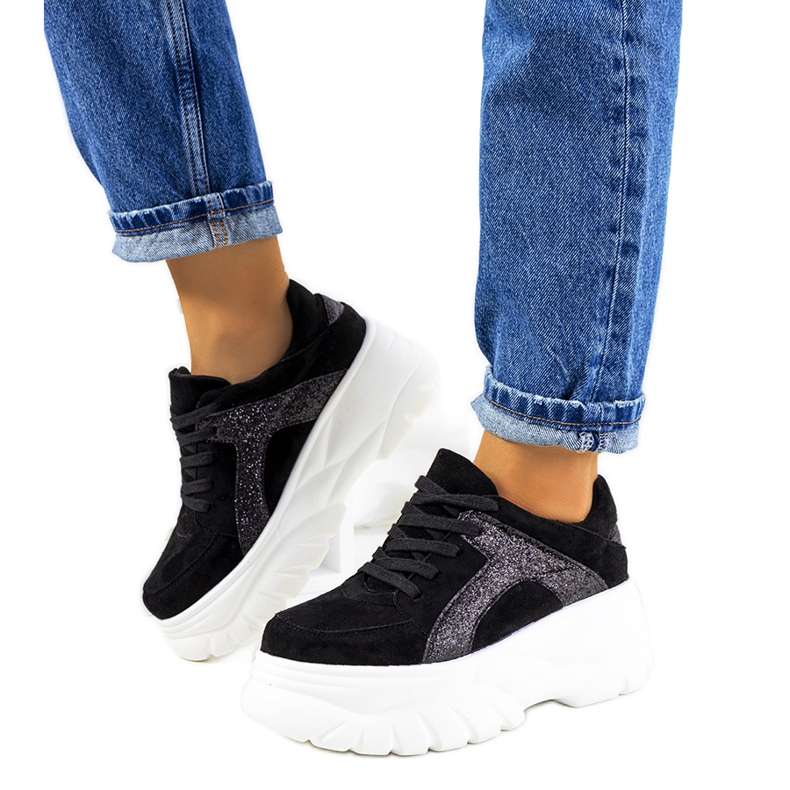 Sneakers sportive nere con suola alta Darnell nero