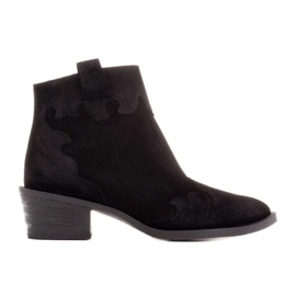 Marco Shoes Eleganti stivaletti in pelle con tacco basso nero
