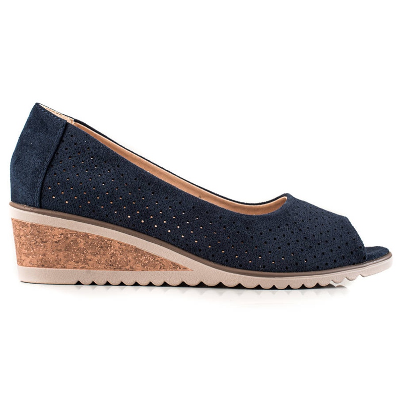 W. Potocki Décolleté Potocki open toe in suede blu navy blu