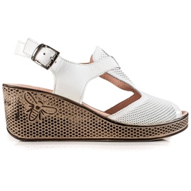 TRENDI Sandali con zeppa in pelle bianco