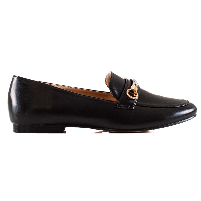 Ideal Shoes Mocassini Eleganti Con Cubic Zirconia nero