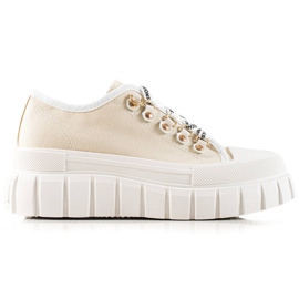 TRENDI Sneakers Stringate Sulla Piattaforma beige