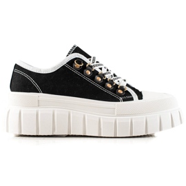 TRENDI Sneakers Stringate Sulla Piattaforma nero